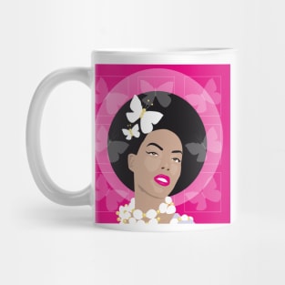 Girl with Afro and Butterflies Mug